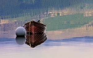 Preview wallpaper boat, reflection, lake, forest