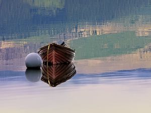 Preview wallpaper boat, reflection, lake, forest