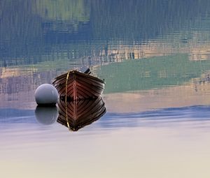 Preview wallpaper boat, reflection, lake, forest