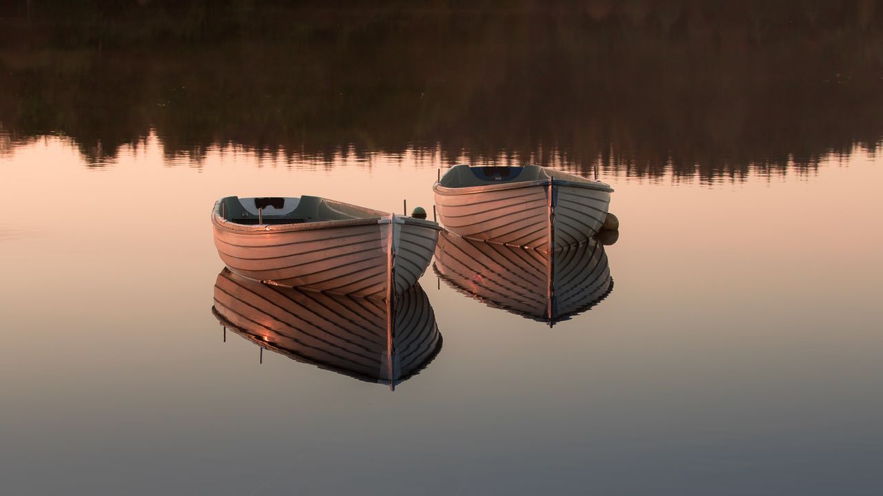 Wallpaper boat, reflection, lake, nature, silence