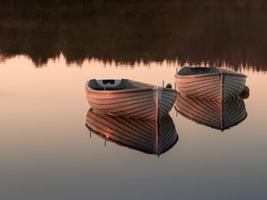 Preview wallpaper boat, reflection, lake, nature, silence