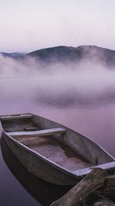 Preview wallpaper boat, river, fog