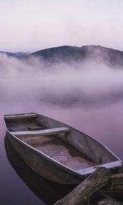 Preview wallpaper boat, river, fog