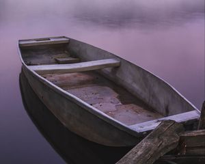 Preview wallpaper boat, river, fog