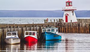 Preview wallpaper boat, river, pier