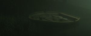 Preview wallpaper boat, river, shore, art, fog