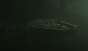 Preview wallpaper boat, river, shore, art, fog