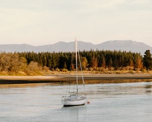 Preview wallpaper boat, river, water, landscape, nature