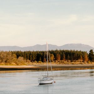 Preview wallpaper boat, river, water, landscape, nature