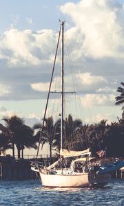 Preview wallpaper boat, sail, pier, sea