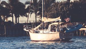 Preview wallpaper boat, sail, pier, sea