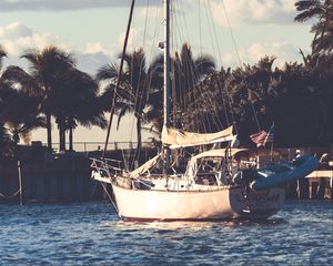 Preview wallpaper boat, sail, pier, sea