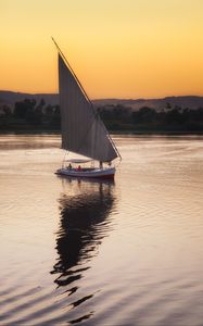 Preview wallpaper boat, sail, river, trees