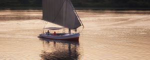 Preview wallpaper boat, sail, river, trees