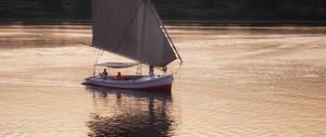 Preview wallpaper boat, sail, river, trees