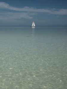 Preview wallpaper boat, sail, sea, ocean, glare