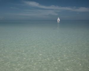 Preview wallpaper boat, sail, sea, ocean, glare