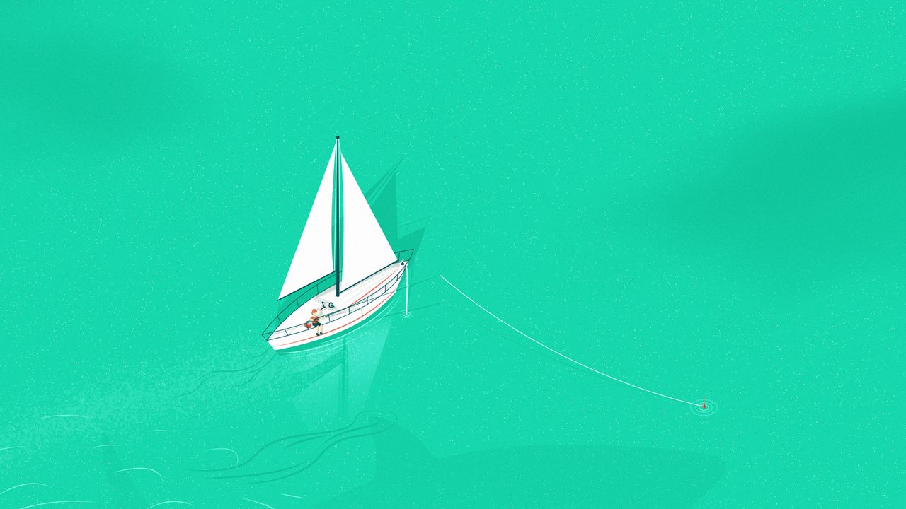 Wallpaper boat, sail, sea, art