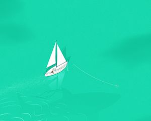 Preview wallpaper boat, sail, sea, art