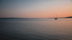 Preview wallpaper boat, sail, sea, horizon, twilight