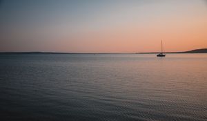Preview wallpaper boat, sail, sea, horizon, twilight