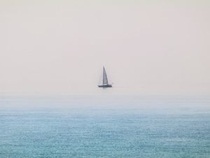 Preview wallpaper boat, sail, sea, minimalism