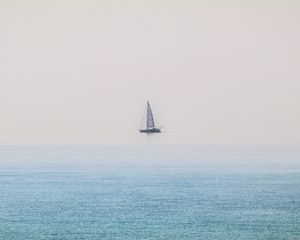 Preview wallpaper boat, sail, sea, minimalism