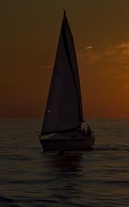 Preview wallpaper boat, sail, sea, twilight, dark