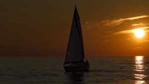 Preview wallpaper boat, sail, sea, twilight, dark