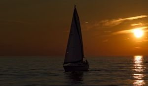 Preview wallpaper boat, sail, sea, twilight, dark