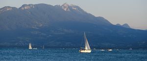 Preview wallpaper boat, sail, sea, mountains