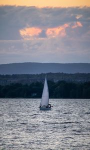 Preview wallpaper boat, sail, sea, trees