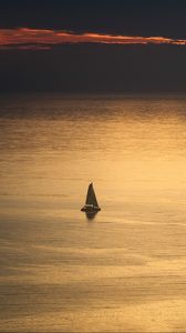 Preview wallpaper boat, sail, sea, sunset, dark