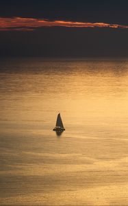 Preview wallpaper boat, sail, sea, sunset, dark