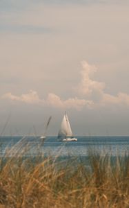 Preview wallpaper boat, sail, sea, grass