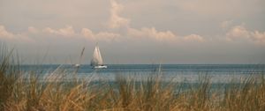 Preview wallpaper boat, sail, sea, grass