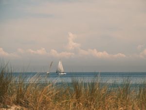 Preview wallpaper boat, sail, sea, grass