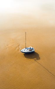 Preview wallpaper boat, sailboat, aerial view, sand