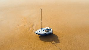 Preview wallpaper boat, sailboat, aerial view, sand