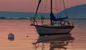 Preview wallpaper boat, sailboat, art, sea, shore