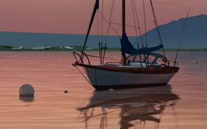 Preview wallpaper boat, sailboat, art, sea, shore