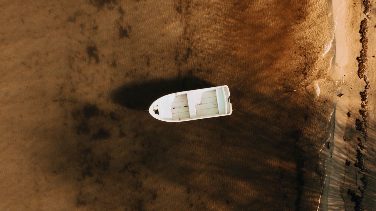Wallpaper boat, sand, aerial view