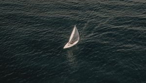 Preview wallpaper boat, sea, aerial view, water, sail