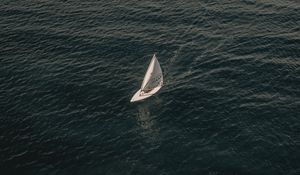 Preview wallpaper boat, sea, aerial view, water, sail