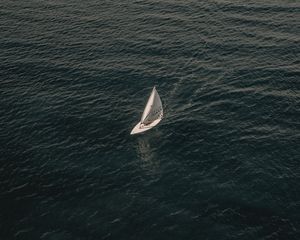 Preview wallpaper boat, sea, aerial view, water, sail