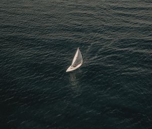 Preview wallpaper boat, sea, aerial view, water, sail