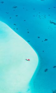 Preview wallpaper boat, sea, aerial view, shore