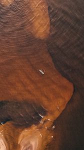 Preview wallpaper boat, sea, aerial view, sand, waves