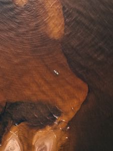 Preview wallpaper boat, sea, aerial view, sand, waves