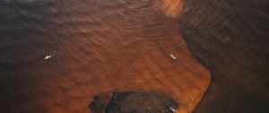 Preview wallpaper boat, sea, aerial view, sand, waves